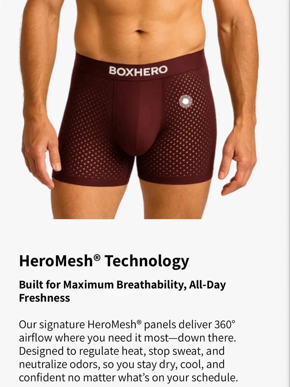 NWT BOXHERO 3 pairs Bamboo Mesh Boxers UNDERWEAR Medium M